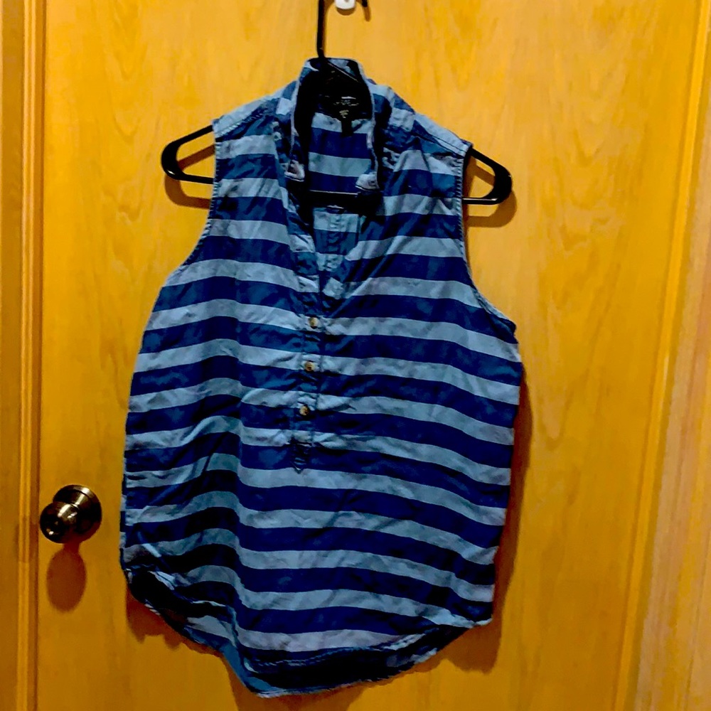 Dark blue light blue striped shirt
